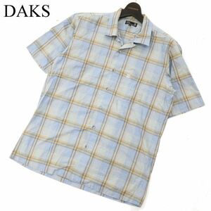 DAKS LONDON ダックス ロンドン 春夏 ロゴ刺繍★ 半袖 チェック シャツ Sz.L　メンズ　C3T04484_5#A