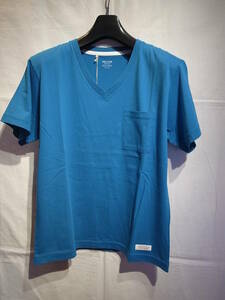  new goods DELUXE "CAIPIRINHA" V neck T-shirt Deluxe 14AD2248 BEDWIN.do wing TEE BLUE M size 