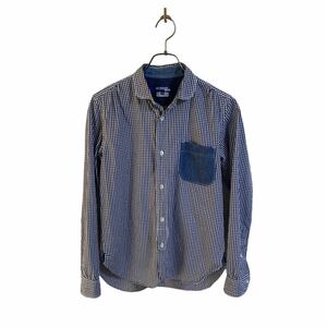 【JUNYA WATANABE COMME des GARCON ジュンヤワタナベ コムデギャルソン 長袖シャツ XS ブロックチェック デニム 切替 ブルー SHIRT】