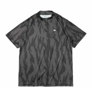 《2023年春夏》ニューエラ タイガーストライプカモミッドネック半袖シャツ （13516912）黒（M)