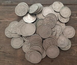 1949年幸せのシックスペンス イギリス 50枚セットラッキー6ペンスコイン ジョージ6th 本物 古銭 英国コイン 19.5mm 2.8gram