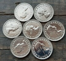 英国幸せのシックスペンス イギリス 7枚セットラッキー6ペンス コイン1954年~1960年本物古銭英国コイン 美品です19.5mm 2.8gram _画像2