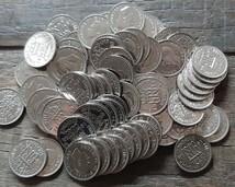 幸せのシックスペンス イギリス 50個セットラッキー6ペンス 本物古銭英国コイン1947~1967美品です19.5mm 2.8gram_画像3