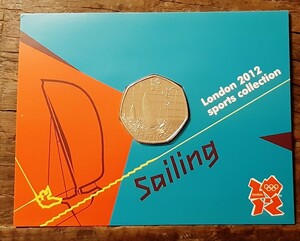 2012年 ロンドン オリンピック 50ペンス Sailing デザインエリザベス女王 .ブリティッシュ コイン 2011年Fifty pence (United Kingdom) 