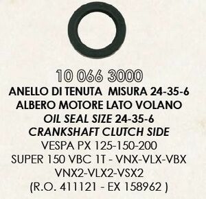 RMS 10066 3000 社外 オイルシール 24-35-6 黒(標準) ベスパ ET3(後期)/P/PX フライホイール側