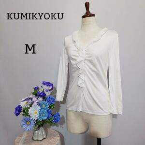 k Miki .k finest quality beautiful goods 7 minute sleeve blouse M size white series color 