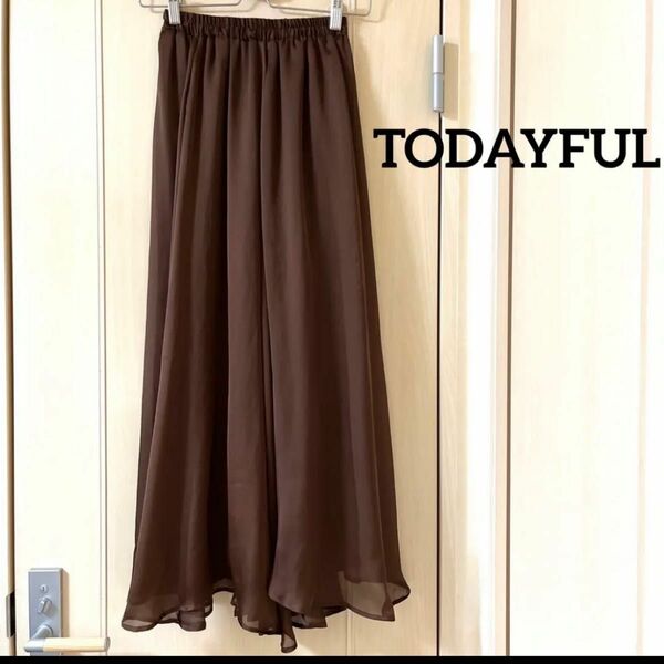 TODAYFUL ロングスカート　裾ランダムフレア　茶色