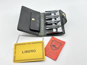 5-6 未使用 LIBERO リベロ 日本製 高級 栃木レザー コインキャッチャー 付き コインケース 本革 ブラック