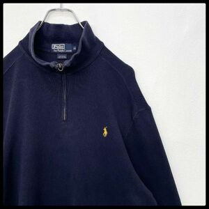 【当時物】ポロ バイ ラルフローレン　ヴィンテージ　ハーフジップ　トレーナー　紺　メンズ　XLサイズ　POLO RALPH LAUREN