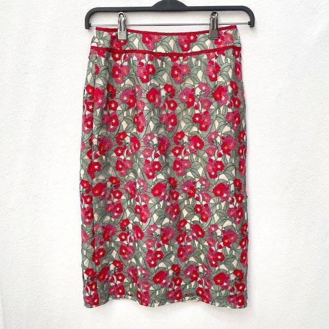 TOCCA トッカ 花柄 総刺繍 ワンピース シルク混 サイズ0 膝丈 Aライン