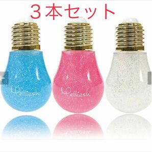 Mellieshメリッシュ リップティント、ピュアピンク、リップオイルグリッターブルークリアー３本セット　マキアージュポーチ付き