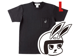 CHECKER RABBIT POCKET T-shirt スミクロ L/黒blackブラックポケットポケt無地ワンポイント新三菱重工シルバーピジョン125兎うさぎ単車旧車