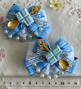  hand made Lolita roli.ta board chocolate hair clip light blue series 62 cat pohs postage included 