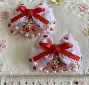  hand made Lolita roli.ta. strawberry hair clip pink series 78 cat pohs postage included 