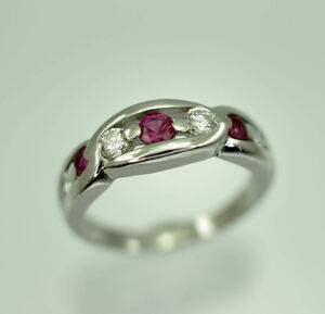 Pt900 Platinum Natural Ruby Ring