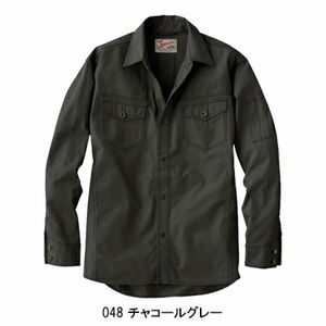 再入荷！jawin 55004 長袖ジャケシャツ　チャコールグレーL