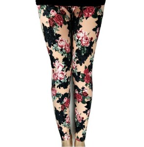  lady's floral print leggings pants print jeggings rose leggings 