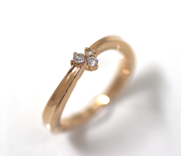【4℃】ヨンドシー K18 ピンクゴールド ダイヤモンド デザイン リング　指輪　7号　サイズ直し可　20230527