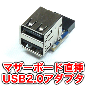 送料無料！【動作確認済】マザーボード直挿しUSB2.0アダプタ 2ポート PC内部にUSB機器内蔵 バルク品 追跡可能ゆうパケット/ネコポス発送