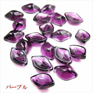 リーフ ガラスビーズ トップホール 14mm×10mm 20個 パープル 枯葉 葉っぱ 落ち葉 アクセサリー パーツ ビーズ 透明 クリアー bdsgt