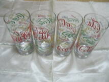 Coca Cola1987年 FOUR 15OZ COOLER GLASSES コカコーラ　１５オンス・カラーグラス　４個セット　新品_画像1