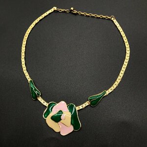 BALENCIAGA Balenciaga flower antique choker necklace Gold unused storage goods M10706