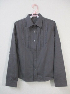 K.T KIYOKO TKASEki width ta spool lady's stripe shirt gray M