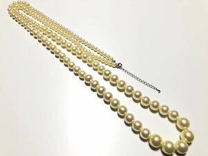 フェイクパール 65.5g 5.5㎜〜13㎜玉 104cm〜109cmロングネックレス 【検/真珠】