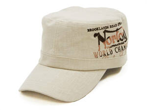 ノートン 綿麻 ワークキャップ Norton 帽子 ロゴラメ刺繍 232N8705B ベージュ 新品