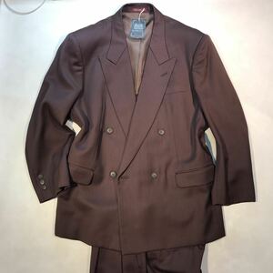  new goods super-discount with translation high class Tokyo KING G double-breasted suit setup big size BE4 brown group terra‐cotta made in Japan popular color lustre finest quality wool 100%. rice field ..