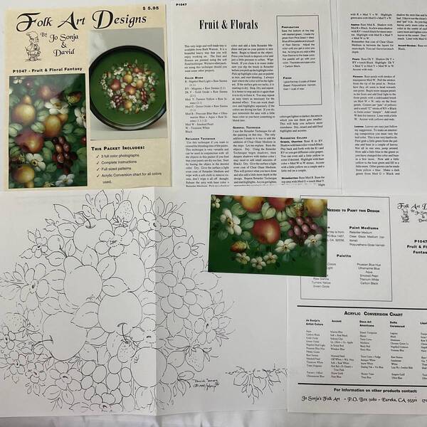 ★手芸図案■送料無料 絶版 TOLE トール デザイン■Jo Sonja FRUIT & FLORAL FANTASY Design Packet ジョソーニャ■ARTBOOK_OUTLET■K4-082