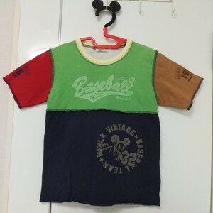 【送料無料】 mini．k ミニケー 半袖Tシャツ 120サイズ 男の子 キャラクター マウスくん 綿100 カラフル 黄緑、ネイビー、ライトグレー