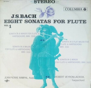 バッハ フルートソナタ 全集第1集 ランパル ヴェイロン=ラクロア 国内盤 優秀録音 BWV1030-1032,1020 BACH FLUTE SONATA RAMPAL 1962 LP