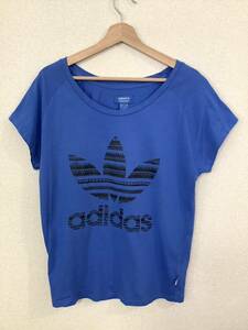 adidas アディダス　半袖Tシャツ トップス カットソー　ブルー　レディース　スポーツウェア　ゴルフ　古着