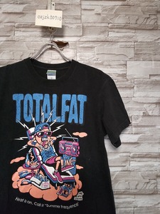 men's E480 TOTALFAT. トータルファット 両面 プリント バンド Tシャツ M ブラック メロコア