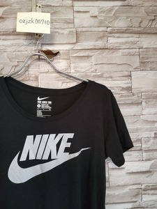 women's E528 NIKE ナイキ ロゴ プリント 半袖 Tシャツ S ブラック