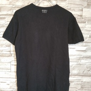 men's E537 AVIREX アヴィレックス 定番 Vネック 半袖 Tシャツ L ブラック リブTシャツの画像3