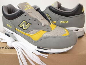 【送料無料 即決】日本未発売 NEW BALANCE UK製 M1500GGY 23.5cm US5.5新品BRINGBACK限定オールレザー復刻カラーGRAYグレーxイエロー英国製