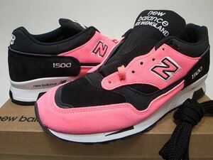 【送料無料 即決】海外限定 NEW BALANCE UK製 M1500NEN 27.5cm US9.5新品 ブラックxネオンピンク 黒xNEON スウェードMADE IN ENGLAND英国製