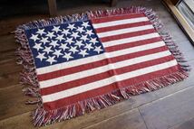 新品　USA FLAG ラグマット　玄関　アメリカ　星条旗　コットン100% インテリア　フリンジ　アメリカンハウス_画像1