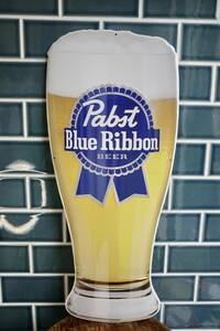 新品　Pabst Blue Ribbon パブストブルーリボン　ダイカットサイン　看板　世田谷ベース　ビール　店舗　アメリカ製