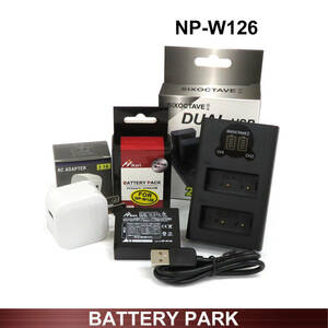 NP-W126 / NP-W126S 大容量 FUJIFILM　互換バッテリー　と　互換充電器 ACアダプター付 LCD　X-S10 X-H1 X100V X-T30 X-A7 X-E4 X-Pro3