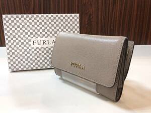 FURLA フルラ バビロン レザーウォレット 3つ折り財布 グレー JS-346081