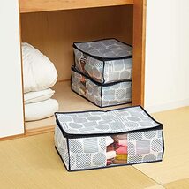 アイメディア 衣類収納袋 収納ケース 衣類用 衣類収納 収納ボックス 収納袋 北欧柄 不織布 防塵 透明窓付き (約)35×50×20cm_画像8