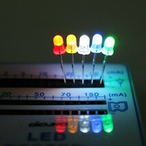 【1000個】DiCUNO 発光ダイオード 3MM LEDダイオード 円型頭部 白赤緑青黄各200個_画像6