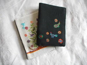* book cover * pocketbook cover * small bird . flower. hand embroidery embroidery black * black |People Tree( People tree )