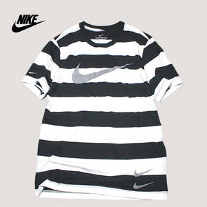 【新品】ナイキ スウッシュ ストライプ 半袖 Tシャツ【100：白／黒】XL NIKE NSW トレ ジム コットン T ボーダー 自宅 部屋着