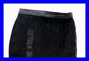 * beautiful goods n-runoue-rue tight skirt knee height pig leather pigs gold leather suede 2 black black clothes F4223