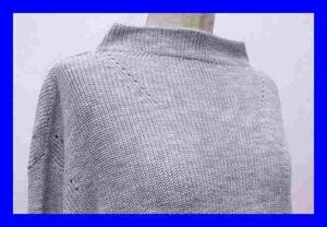 ●美品 ビス ViS セーター ニット チュニック トップス 長袖 Ｍサイズ グレー 灰色 レディース 服F4149