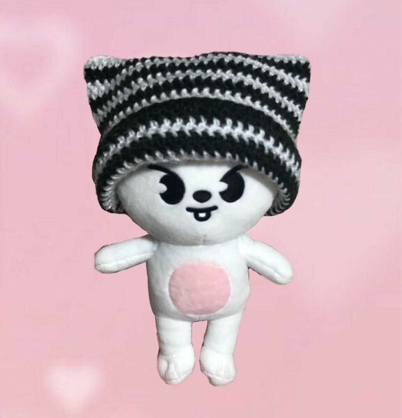 skzoo 帽子（オリジナルサイズ）* ボーダー 猫耳 毛糸 編み物